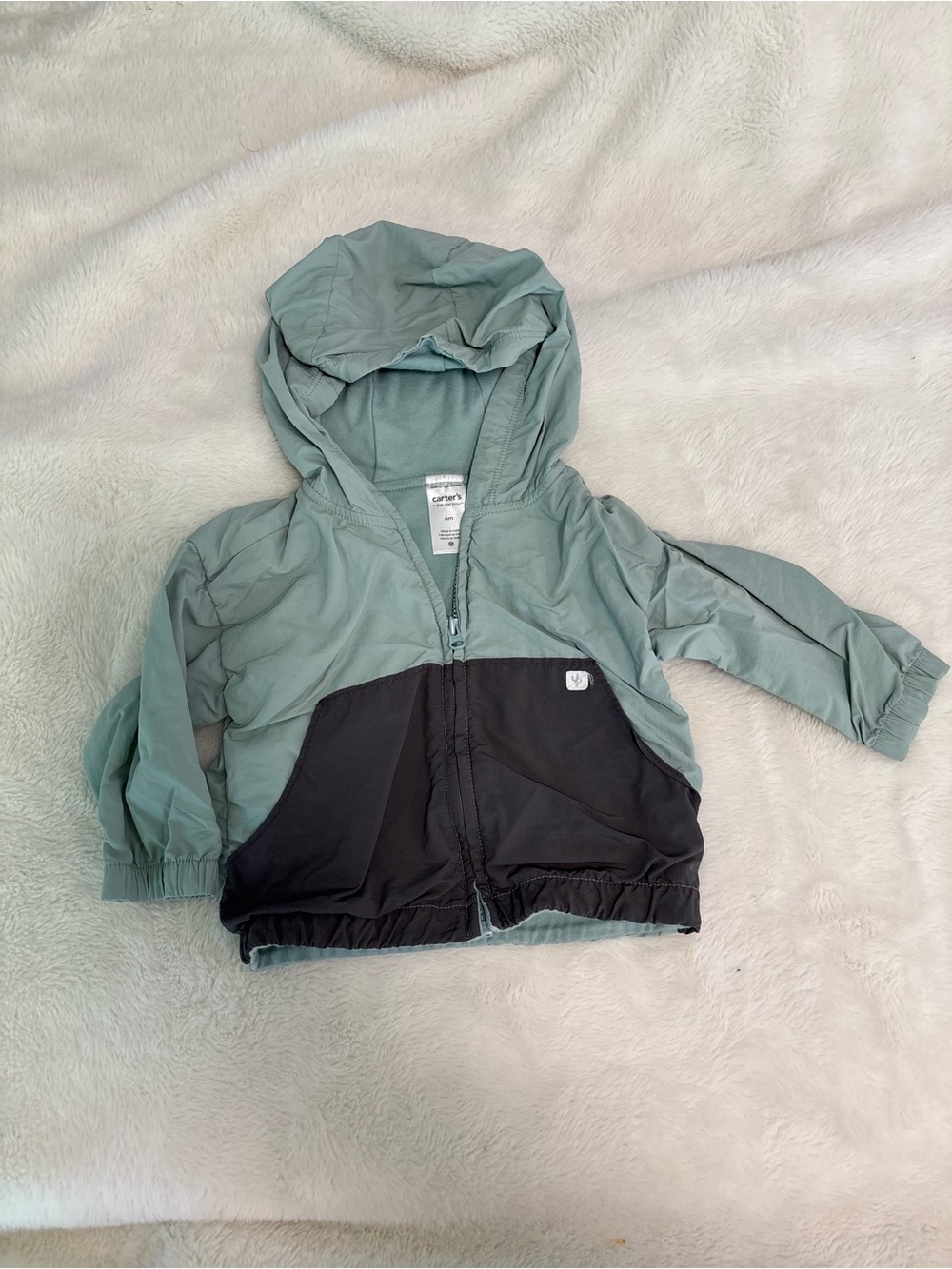 Carter's Light Sage Hooded Baby Jacket 6 month baby boy